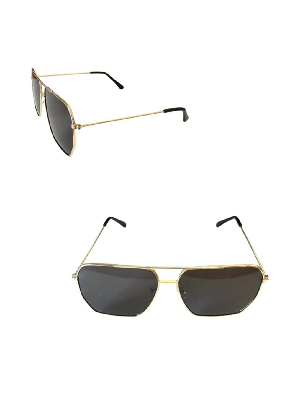 Gold Aviator Sunglasses Dark Grey Lenses Unisex Classic Metal Frame GUC